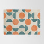 Geometric Modern MCM Orange Teal  Unique Artwork Rug Gallery Image 2