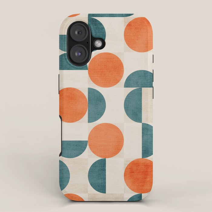 Geometric Modern MCM Orange Teal  Unique Artwork iPhone Case Gallery Image 1