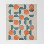 Geometric Modern MCM Orange Teal  Unique Artwork Throw Blanket Gallery Image 2