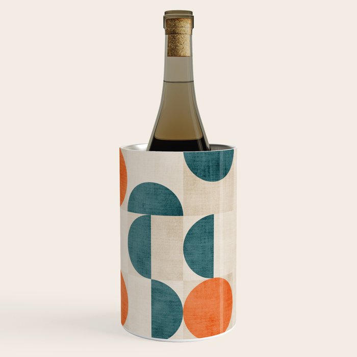 Geometric Modern MCM Orange Teal  Unique Artwork Wine Chiller Gallery Image 3