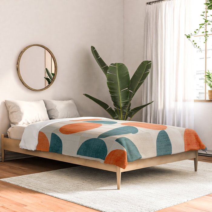 Geometric Modern MCM Orange Teal  Unique Artwork Comforter Gallery Image 2