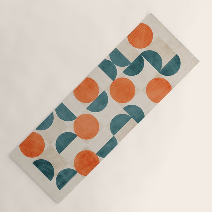Geometric Modern MCM Orange Teal  Unique Artwork Yoga Mat Gallery Image 1