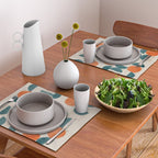 Geometric Modern MCM Orange Teal  Unique Artwork Placemat Gallery Image 2