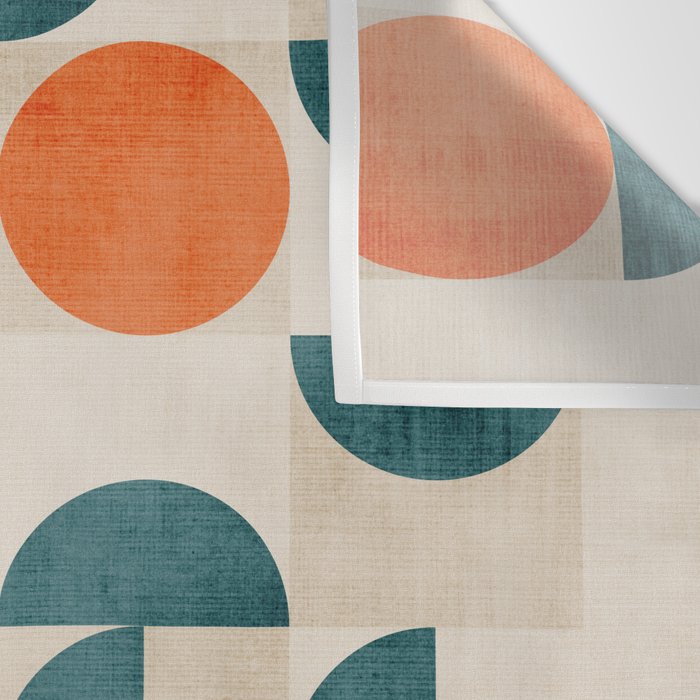 Geometric Modern MCM Orange Teal  Unique Artwork Wall Tapestry Gallery Image 3