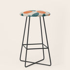 Geometric Modern MCM Orange Teal  Unique Artwork Stool Gallery Image 1