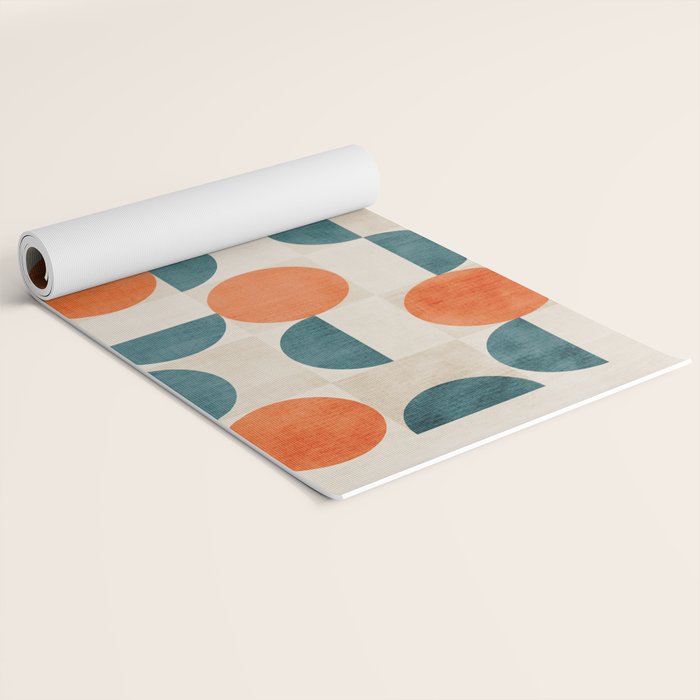 Geometric Modern MCM Orange Teal  Unique Artwork Yoga Mat Gallery Image 2
