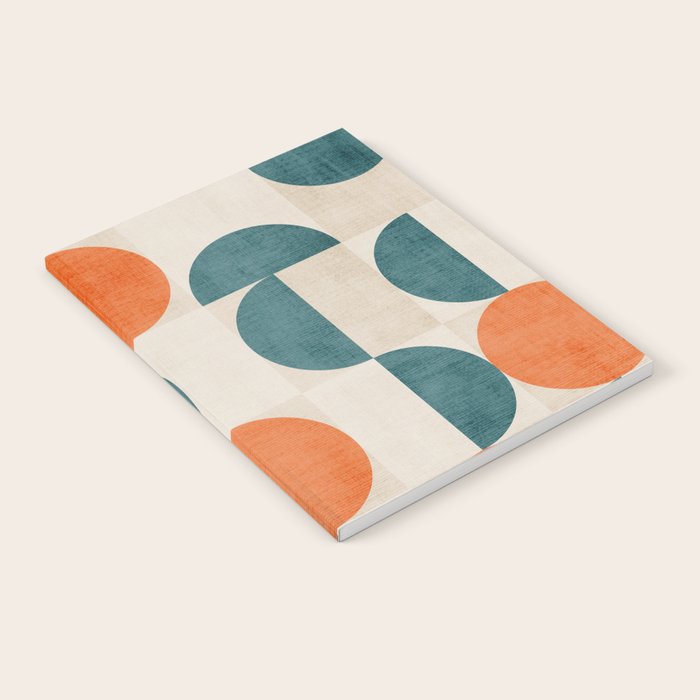 Geometric Modern MCM Orange Teal  Unique Artwork Notebook Gallery Image 2