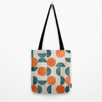 Geometric Modern MCM Orange Teal  Unique Artwork Tote Bag Gallery Image 2