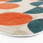 Geometric Modern MCM Orange Teal  Unique Artwork Bath Mat Gallery Image 3