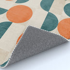 Geometric Modern MCM Orange Teal  Unique Artwork Rug Gallery Image 4