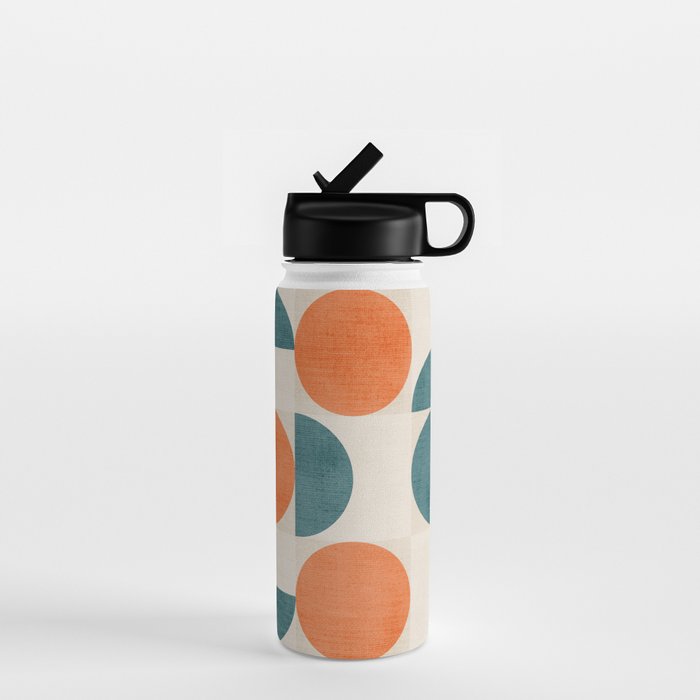 Geometric Modern MCM Orange Teal  Unique Artwork Water Bottle Gallery Image 1