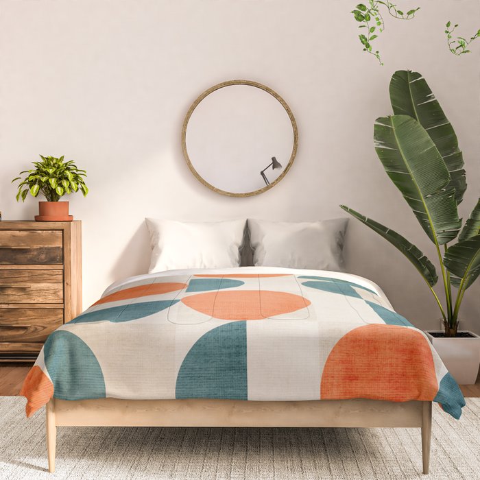 Geometric Modern MCM Orange Teal  Unique Artwork Comforter Gallery Image 3
