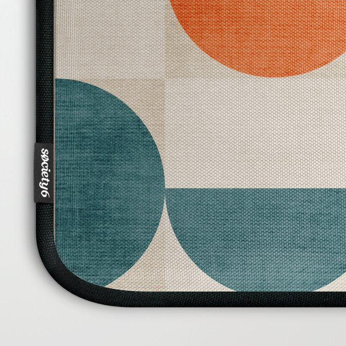 Geometric Modern MCM Orange Teal  Unique Artwork Laptop Sleeve Gallery Image 3