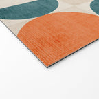 Geometric Modern MCM Orange Teal  Unique Artwork Welcome Mat Gallery Image 2