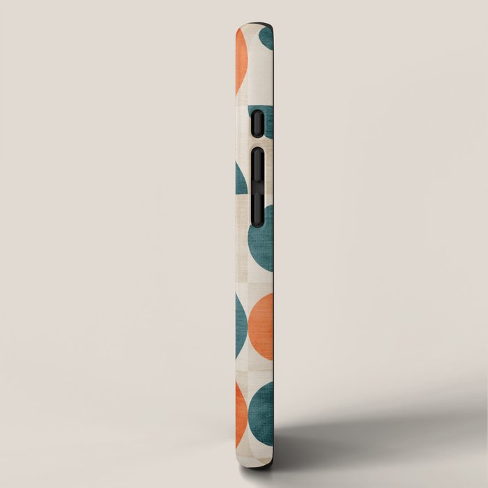 Geometric Modern MCM Orange Teal  Unique Artwork iPhone Case Gallery Image 2