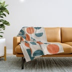 Geometric Modern MCM Orange Teal  Unique Artwork Throw Blanket Gallery Image 1
