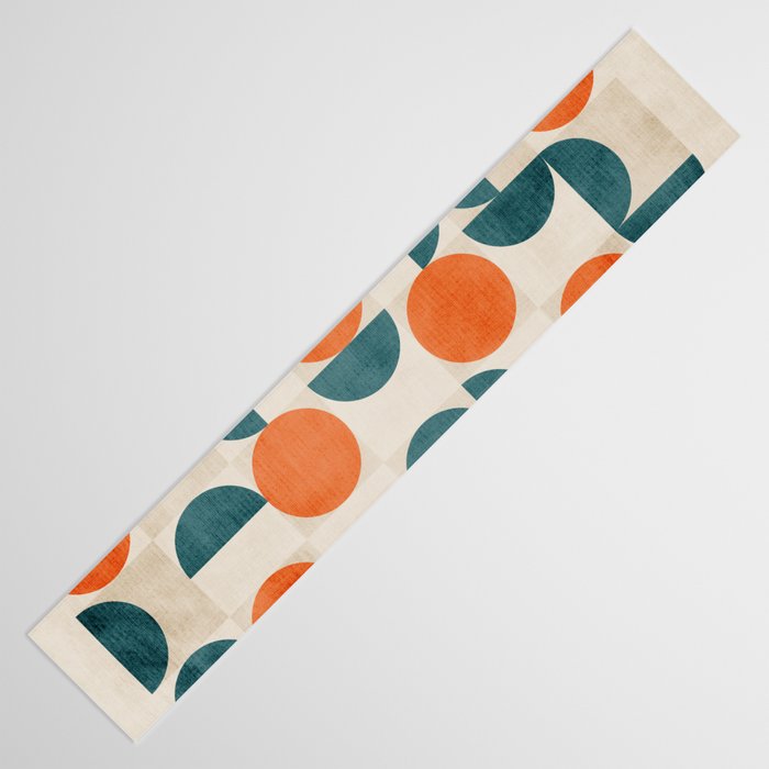 Geometric Modern MCM Orange Teal  Unique Artwork Table Runner Gallery Image 3