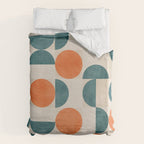 Geometric Modern MCM Orange Teal  Unique Artwork Duvet Cover Gallery Image 6