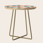 Geometric Modern MCM Orange Teal  Unique Artwork Side Table Gallery Image 1