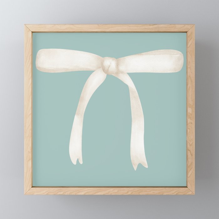 Bows & Ribbons Pattern XXVIII Pastel Mint Green Mini Art Print Gallery Image 1