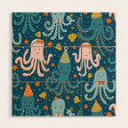 Octopus Birthday Party Pattern Wood Wall Art Gallery Image 1