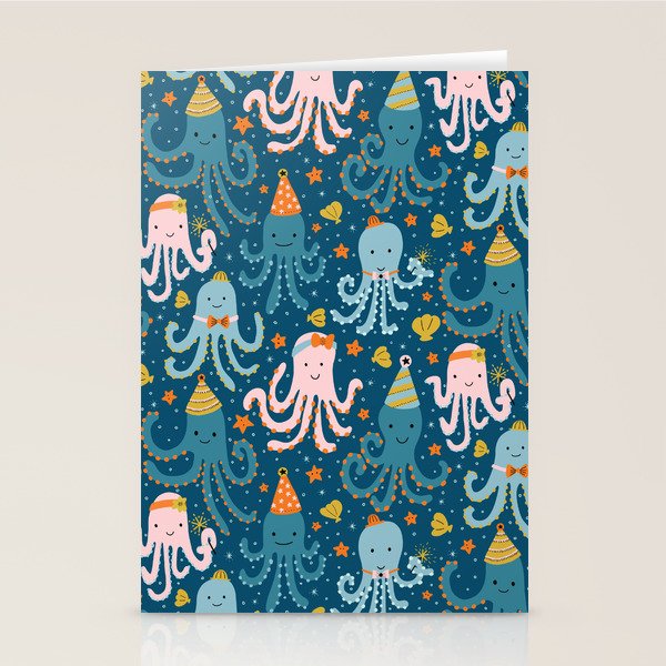 Octopus Birthday Party Pattern Stationery Card Gallery Image 2