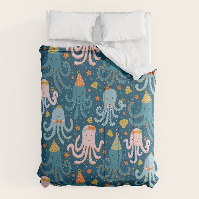 Octopus Birthday Party Pattern Comforter Gallery Image 1