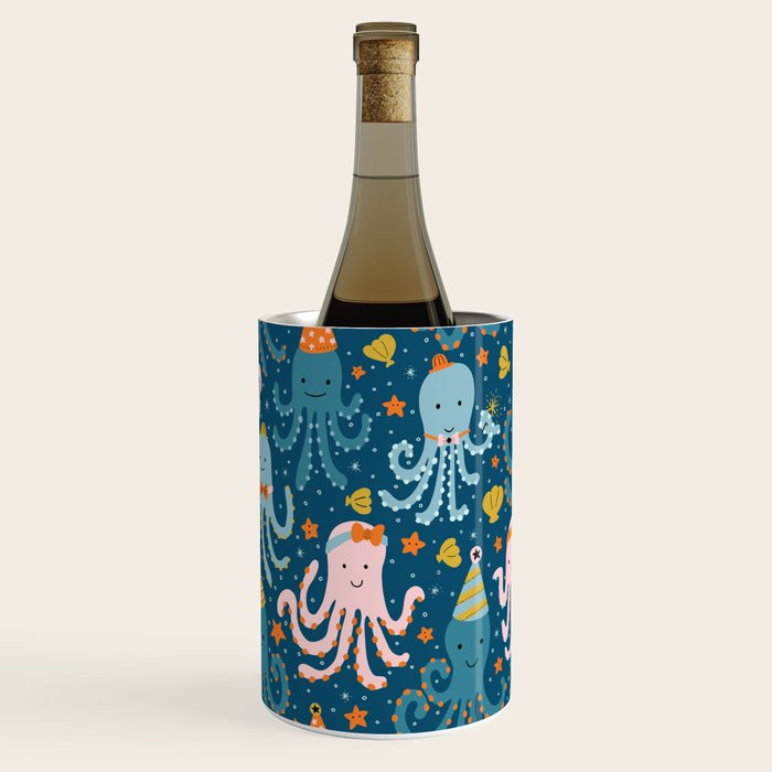 Octopus Birthday Party Pattern Wine Chiller Gallery Image 1
