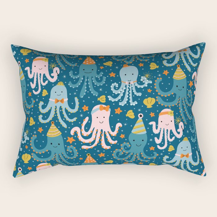 Octopus Birthday Party Pattern Rectangular Pillow Gallery Image 2