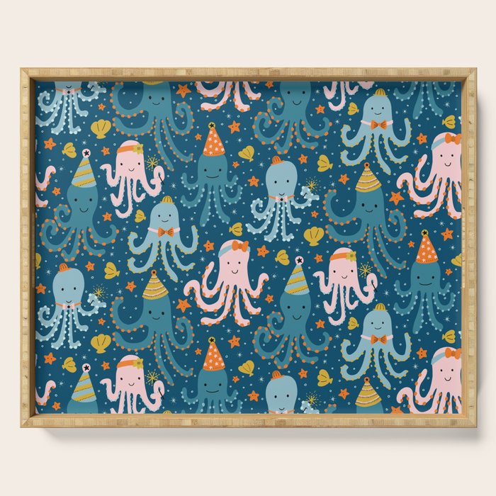Octopus Birthday Party Pattern Serving Tray Gallery Image 1