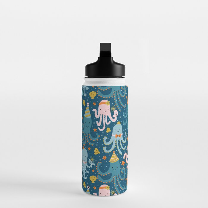 Octopus Birthday Party Pattern Water Bottle Gallery Image 3