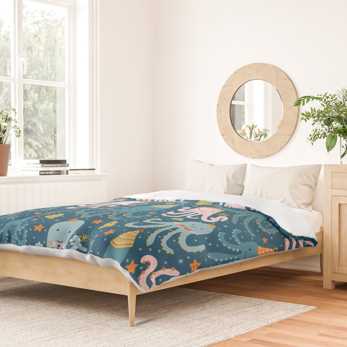 Octopus Birthday Party Pattern Duvet Cover Gallery Image 2