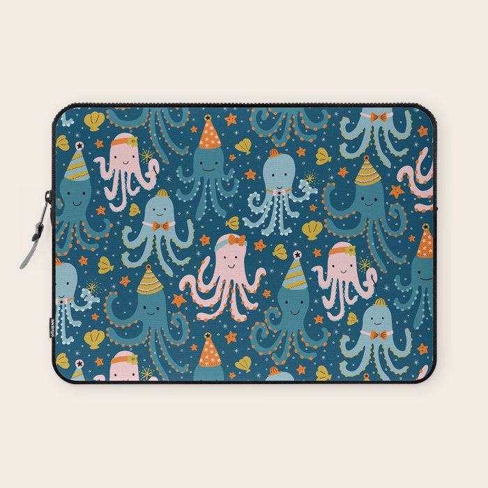 Octopus Birthday Party Pattern Laptop Sleeve Gallery Image 1