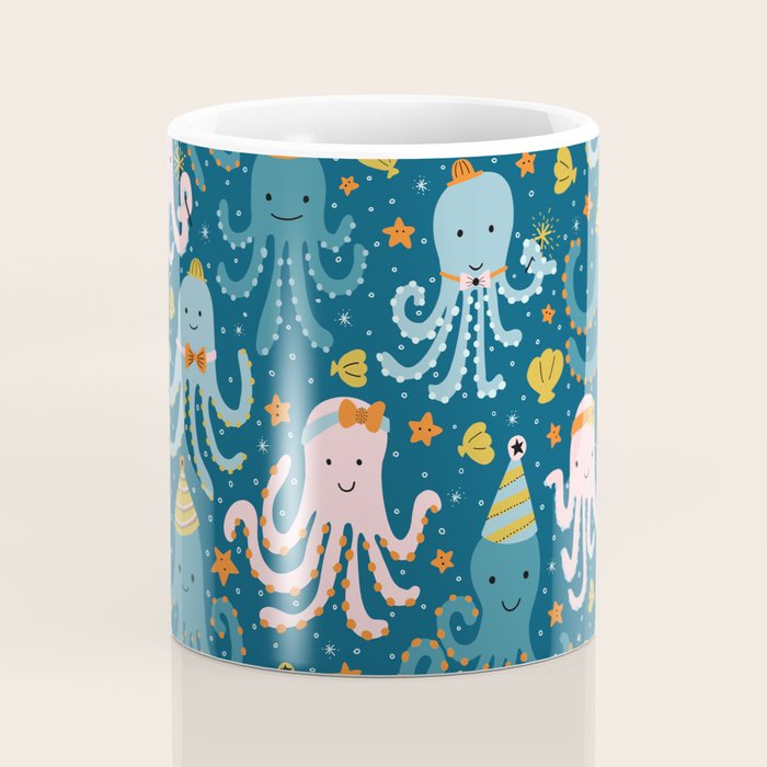 Octopus Birthday Party Pattern Coffee Mug Gallery Image 4
