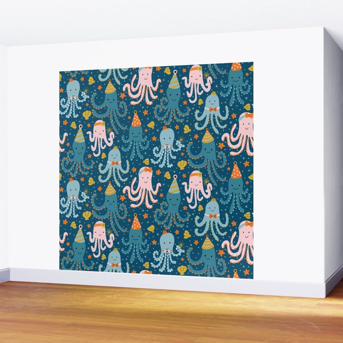 Octopus Birthday Party Pattern Wall Mural Gallery Image 2