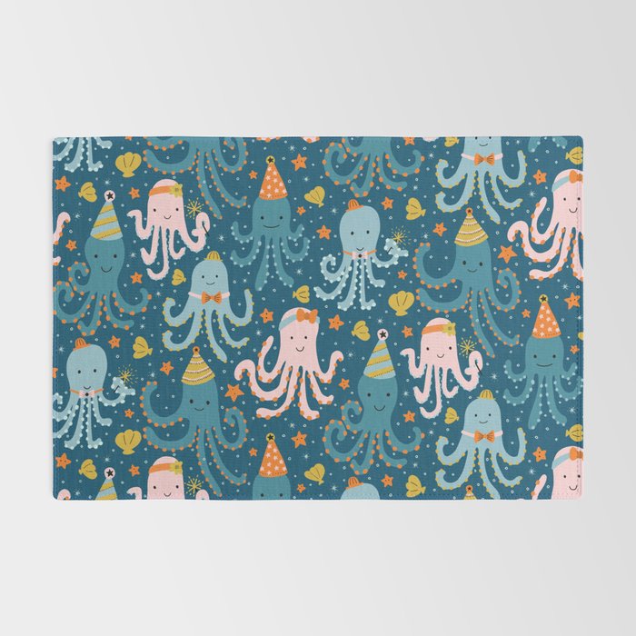 Octopus Birthday Party Pattern Rug Gallery Image 2