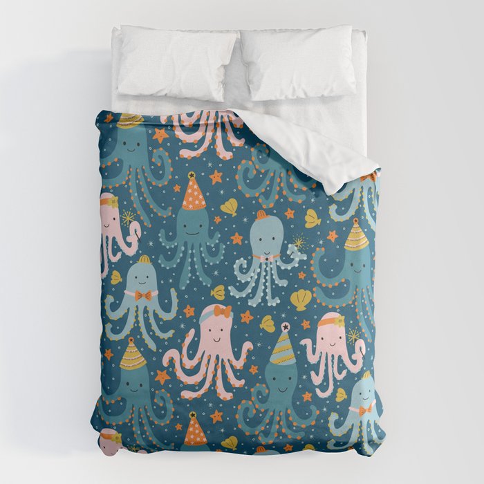 Octopus Birthday Party Pattern Duvet Cover Gallery Image 1
