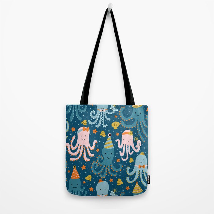 Octopus Birthday Party Pattern Tote Bag Gallery Image 2