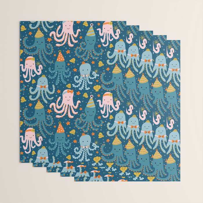 Octopus Birthday Party Pattern Wrapping Paper Gallery Image 3