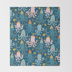 Octopus Birthday Party Pattern Throw Blanket Gallery Image 2