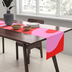 Retro Modern Soft Curves Abstract Pop Pattern in Preppy Pink and Red Table Runner Gallery Image 2