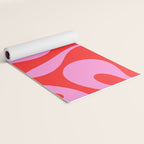 Retro Modern Soft Curves Abstract Pop Pattern in Preppy Pink and Red Yoga Mat Gallery Image 2