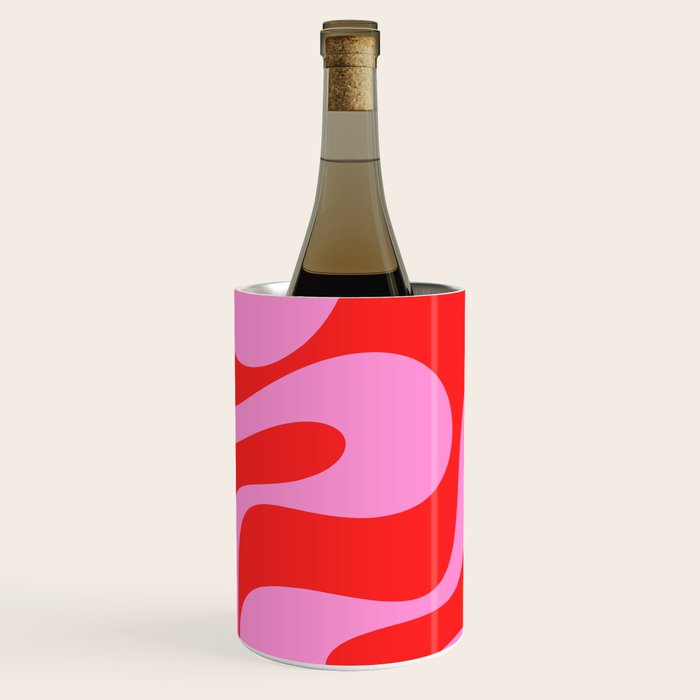 Retro Modern Soft Curves Abstract Pop Pattern in Preppy Pink and Red Wine Chiller Gallery Image 2