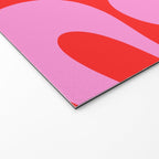 Retro Modern Soft Curves Abstract Pop Pattern in Preppy Pink and Red Welcome Mat Gallery Image 2