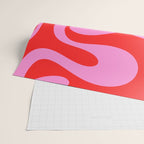 Retro Modern Soft Curves Abstract Pop Pattern in Preppy Pink and Red Wrapping Paper Gallery Image 2