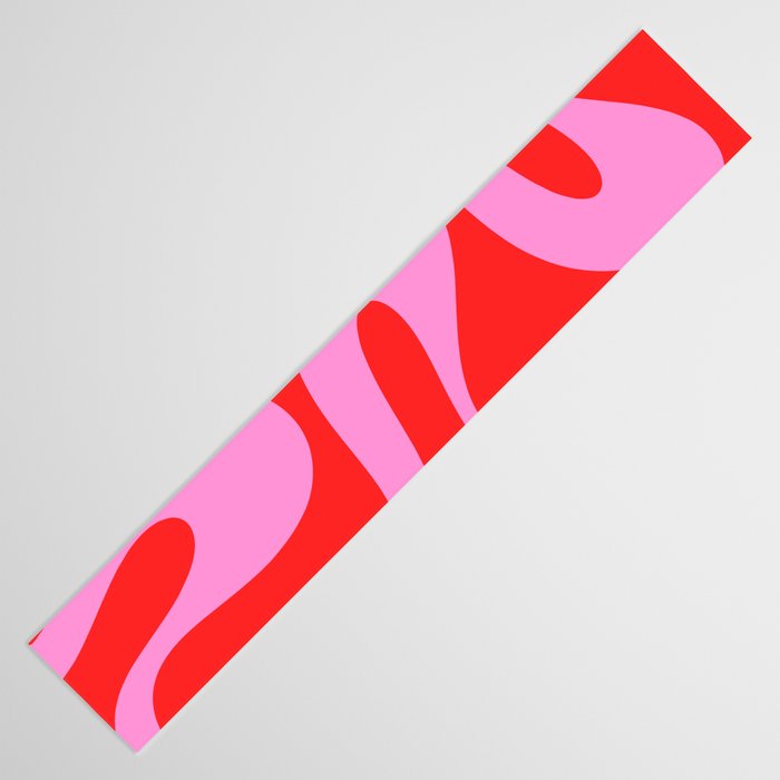 Retro Modern Soft Curves Abstract Pop Pattern in Preppy Pink and Red Table Runner Gallery Image 3