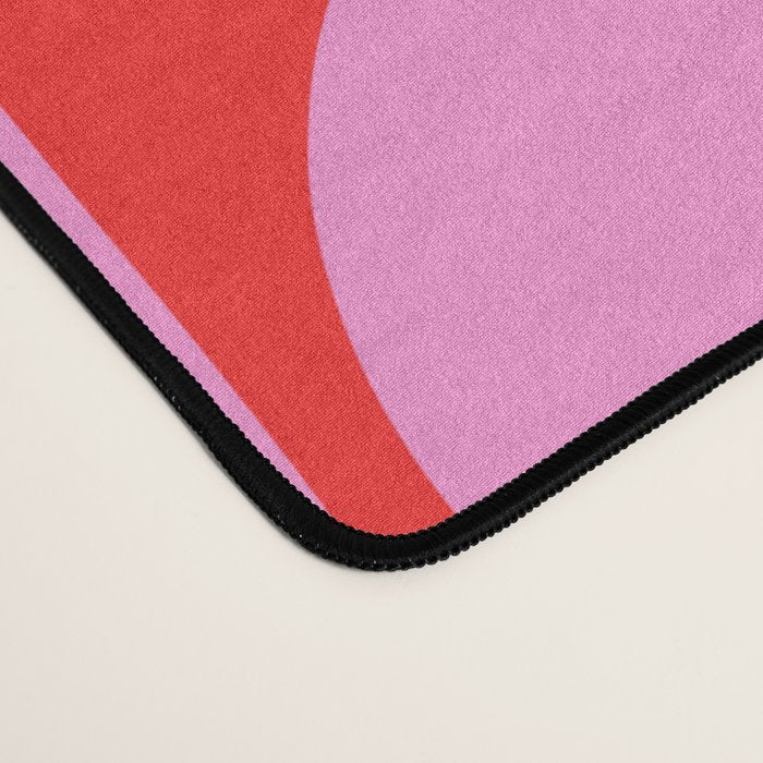Retro Modern Soft Curves Abstract Pop Pattern in Preppy Pink and Red Desk Mat Gallery Image 4
