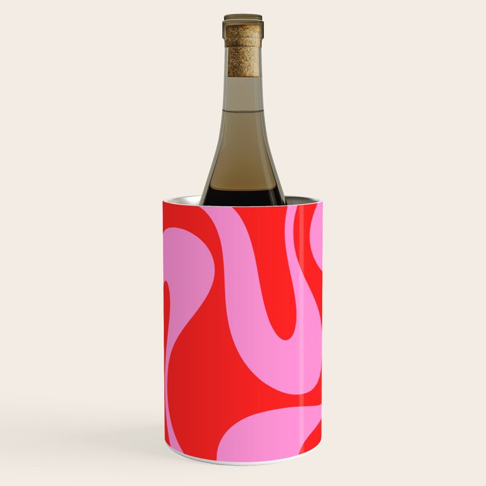 Retro Modern Soft Curves Abstract Pop Pattern in Preppy Pink and Red Wine Chiller Gallery Image 3