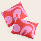Retro Modern Soft Curves Abstract Pop Pattern in Preppy Pink and Red Pillow Sham Gallery Image 3