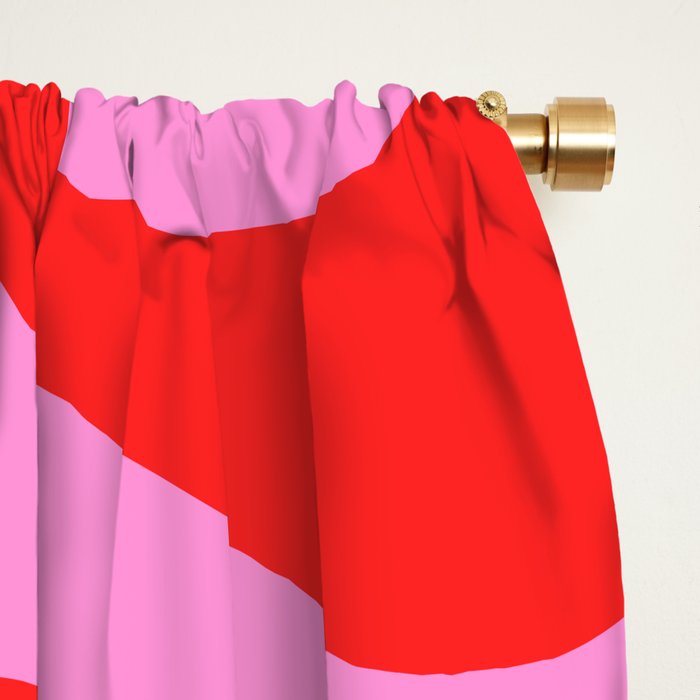 Retro Modern Soft Curves Abstract Pop Pattern in Preppy Pink and Red Window Curtain Gallery Image 2